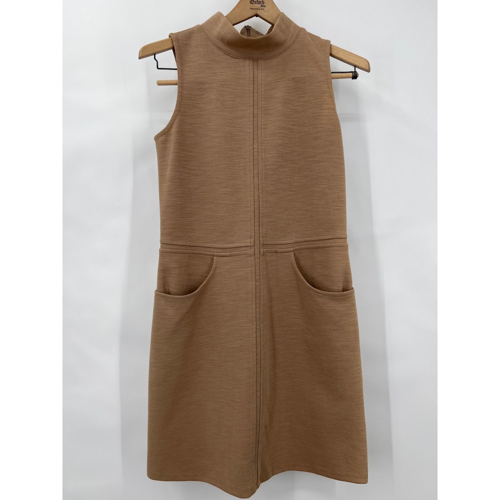 Simply Noelle Womens XS Brown Knit Mock Neck Pocket Sheath Dress Twee Academia